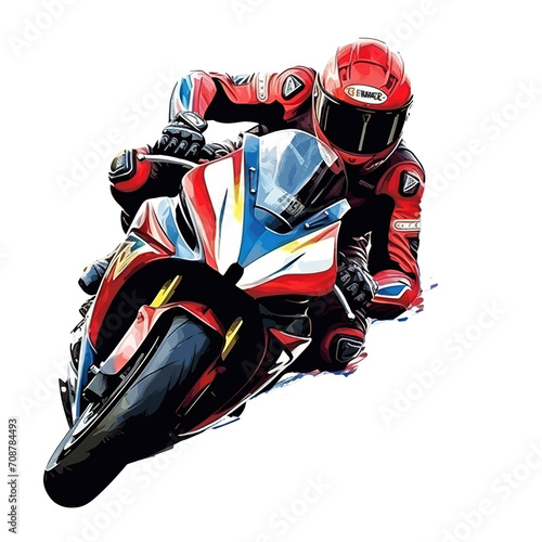 moto gp image desigen with PNG transparent background. vector style moto gp illustration design for stickers,t-shirts and others, generative ai © mangsi
