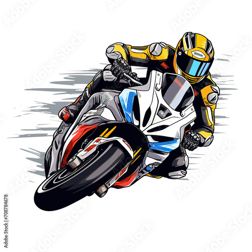 moto gp image desigen with PNG transparent background. vector style moto gp illustration design for stickers t-shirts and others  generative ai