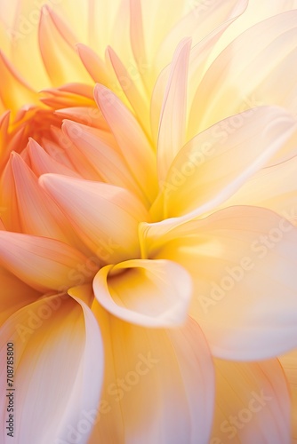 Dahlia flower on light orange background. Backdrop for greeting card, banner, poster, wallpaper, print. Valentine, Mother's and Women's day concept. Peach fuzz - color of 2024 year © ratatosk