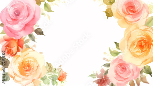 Pink rose flower composition background, decorative flower background pattern, floral border background © ma