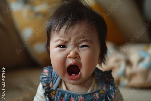 Asian baby girl having a tantrum photo