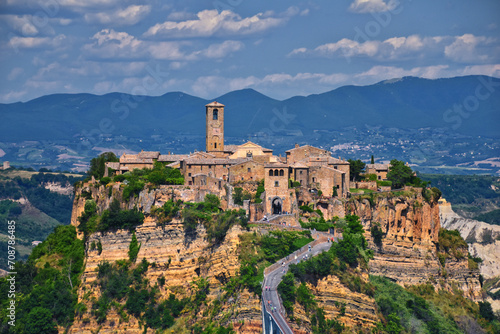 Civita di Bagnoregio comune, town, and surrounding landscape view in the Province of Viterbo in the Italian region of Lazio, Italy 2023