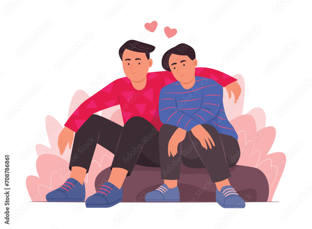Gay Men Couple in Love for Valentine's Day Concept Illustration Gay Men Couple in Love for Valentine's Day Concept Illustration