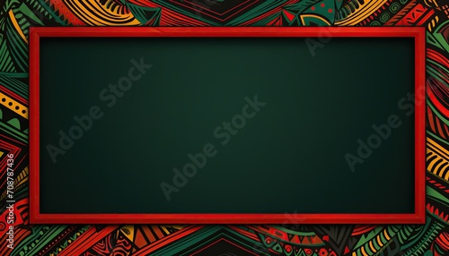 Abstract background in red, yellow, green tones aligned with elegant solid color First Day of Black History Month themed background, with a solid and African carvings above, generative Ai photo