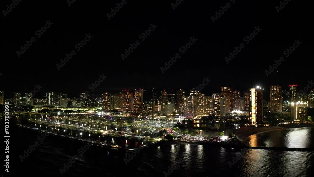 Nocturnal Glow: Waikiki Beach's City Lights Reflecting on the Pacific Nocturnal Glow: Waikiki Beach's City Lights Reflecting on the Pacific