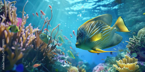underwater world with sea fish, generative AI