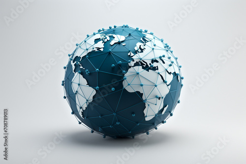 A minimalist globe surrounded by interconnected lines  representing a global business network with simplicity and clarity.
