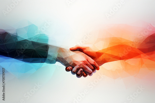 A stylized handshake with minimalistic lines and shapes, conveying the essence of trust and agreement in business. photo