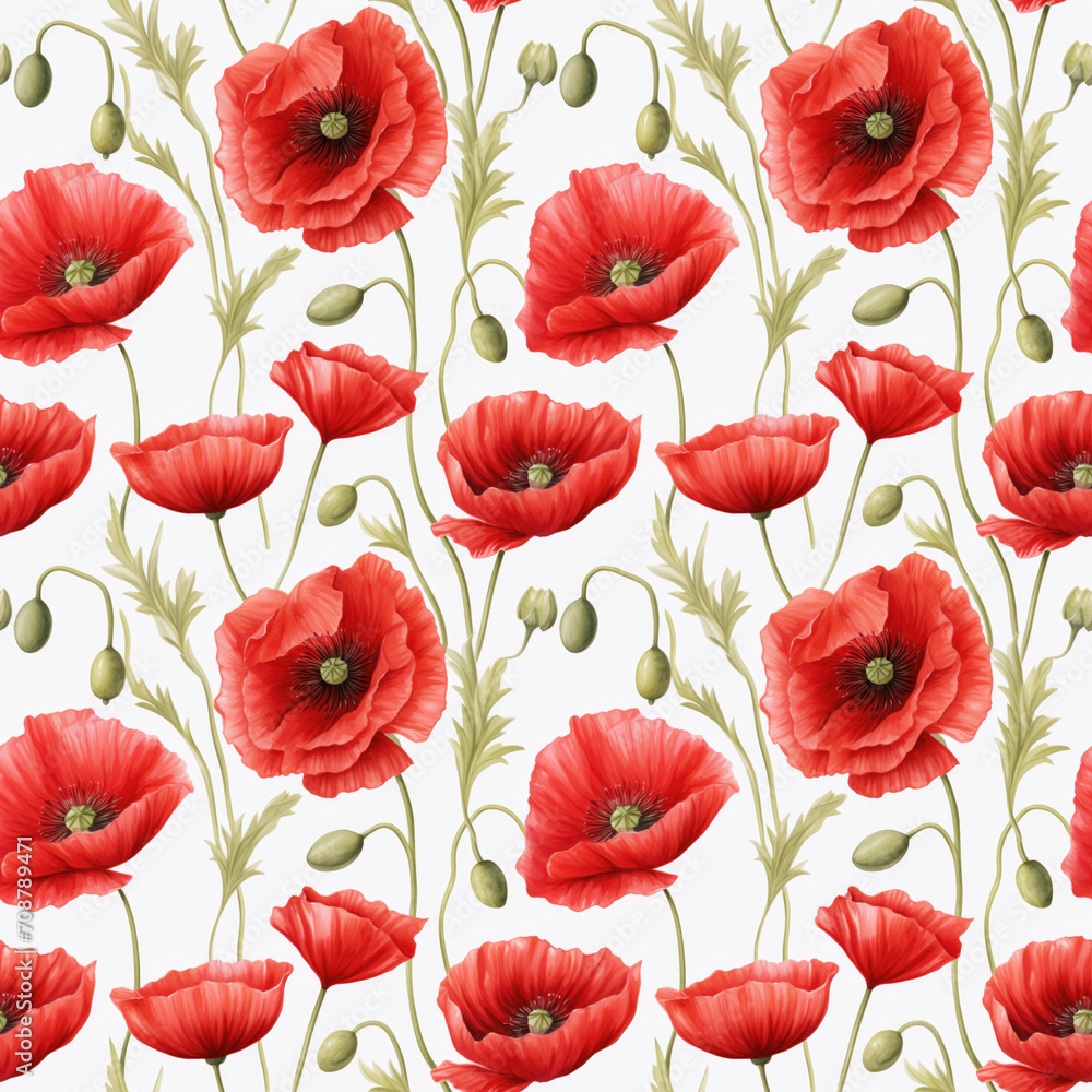 Obraz premium Seamless pattern with flowers retro style