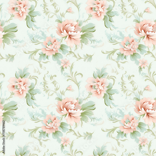 Seamless pattern with flowers retro style
