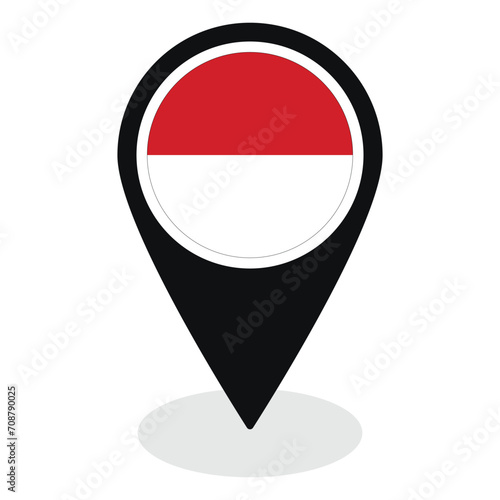 Free Download Indonesia or Monaco flag on map pinpoint icon isolated. Flag of Indonesia or Monaco - GFXLoad