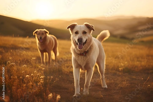 Two Adorable Dogs Enjoying the Dusk Outdoors © Ari