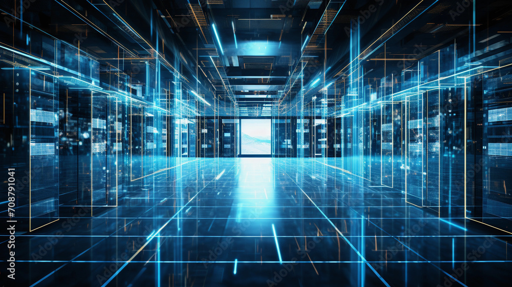 high tech supercomputer, data room, sci-fi, quantum computing , large corporate server room high tech supercomputer, data room, sci-fi, quantum computing , large corporate server room
