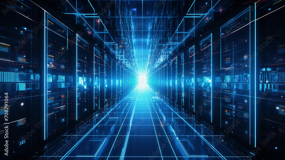 high tech supercomputer, data room, sci-fi, quantum computing , large corporate server room high tech supercomputer, data room, sci-fi, quantum computing , large corporate server room