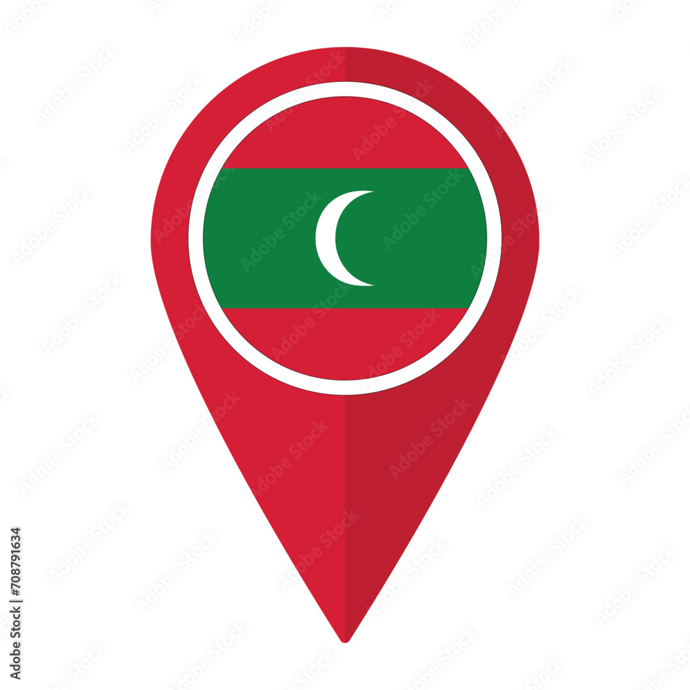 Maldives flag on map pinpoint icon isolated. Flag of Maldives Maldives flag on map pinpoint icon isolated. Flag of Maldives