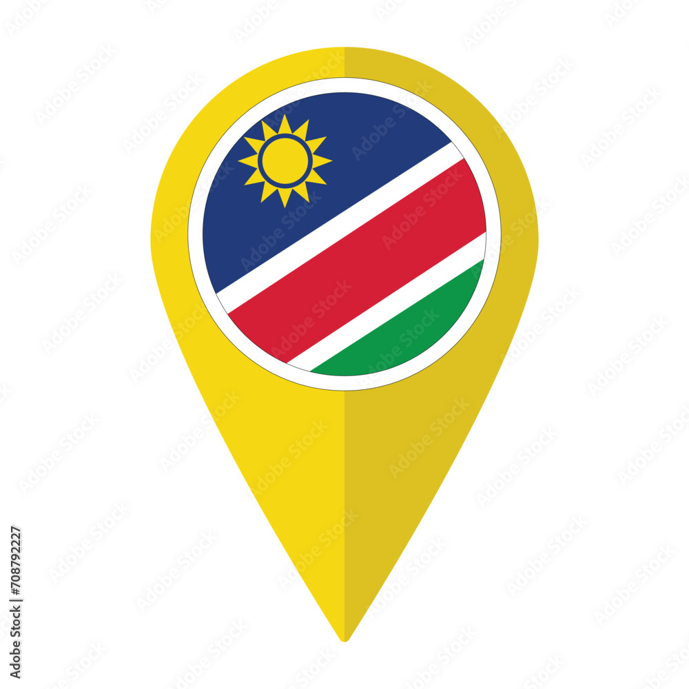 Namibia flag on map pinpoint icon isolated. Flag of Namibia Namibia flag on map pinpoint icon isolated. Flag of Namibia