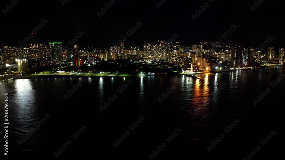 Nocturnal Glow: Waikiki Beach Nighttime Splendor Nocturnal Glow: Waikiki Beach Nighttime Splendor