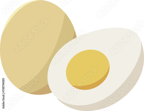 boiled egg and pieces of boiled egg vector illustration