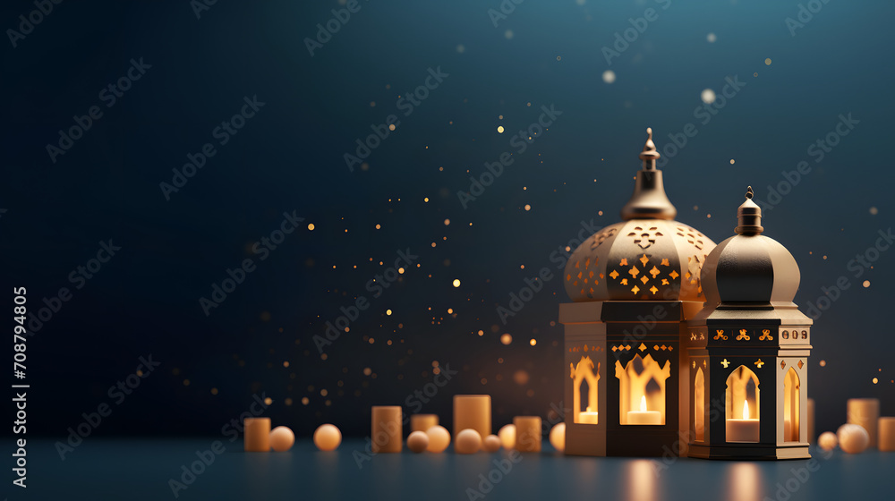 Celebration of islamic eid mubarak and Eid Al Adha. Ai generative