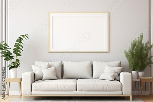 Minimalistic Living Room With White Couch and Plant
