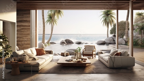 Modern elegant scandinavian inspired interior design of living room with soft color palettes  © Faisal