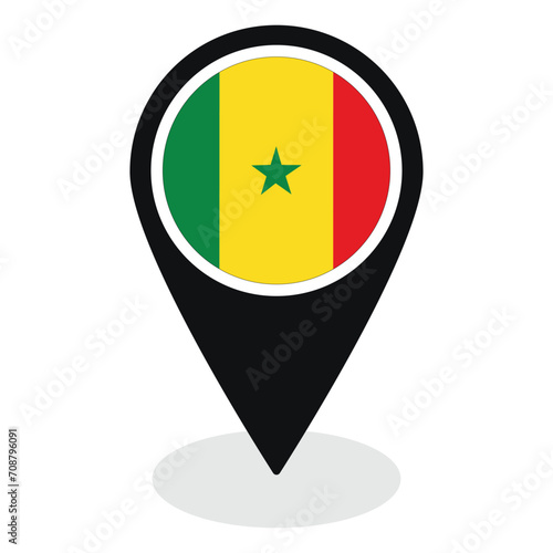 Free Download Senegal flag on map pinpoint icon isolated. Flag of Senegal - GFXLoad