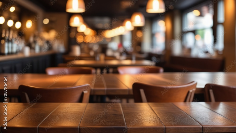 interior of a cafe with bokeh