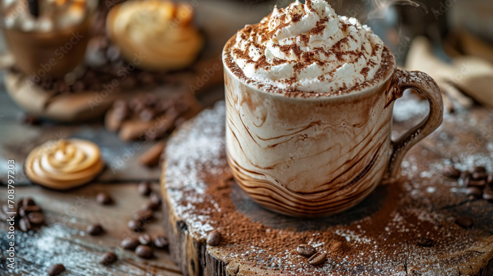 Enchanting Mocha Moments: Whipped Cream, Rustic Charm Enchanting Mocha Moments: Whipped Cream, Rustic Charm