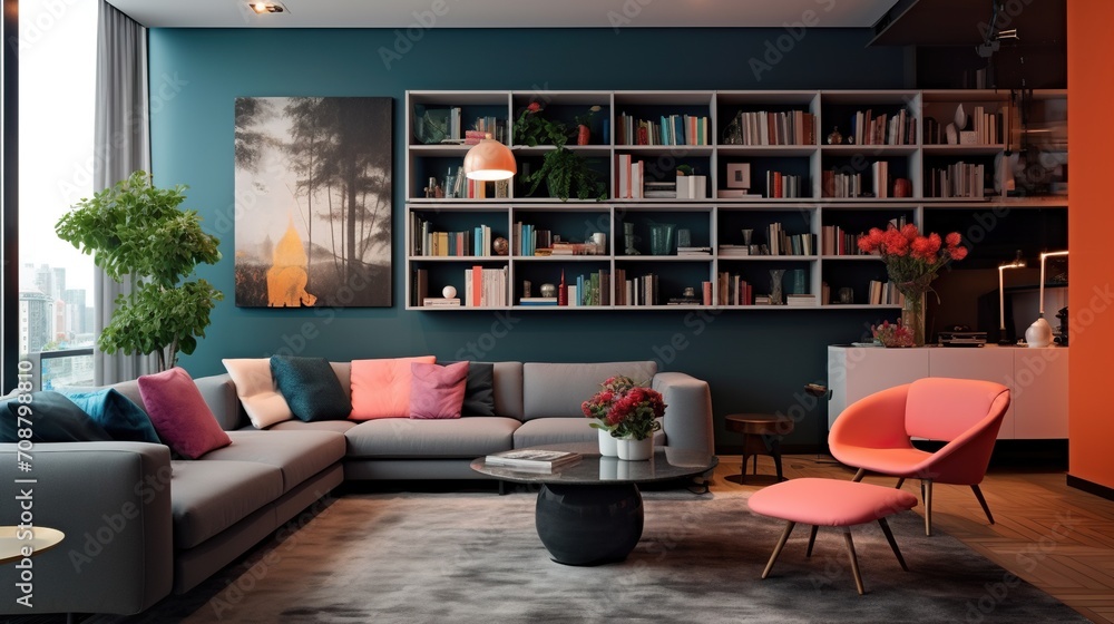 Modern aesthetic living room interior style 