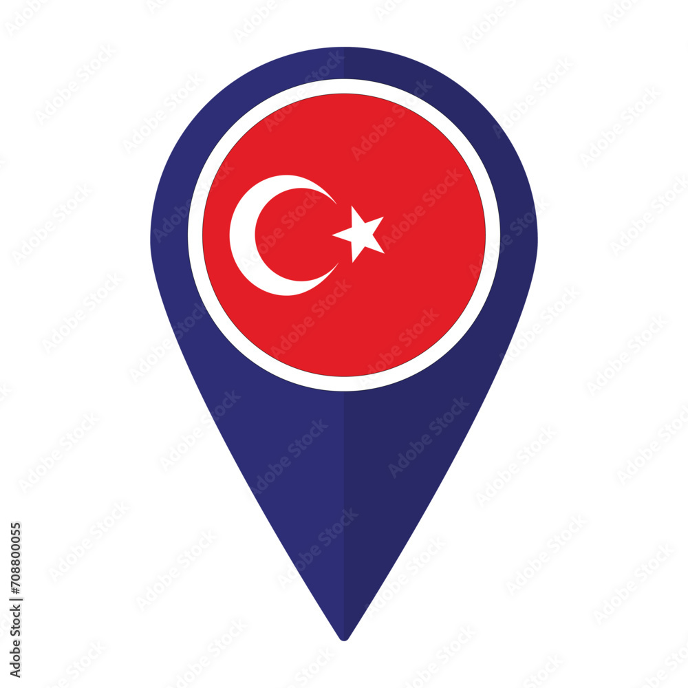 Turkey flag on map pinpoint icon isolated. Flag of Turkey Turkey flag on map pinpoint icon isolated. Flag of Turkey