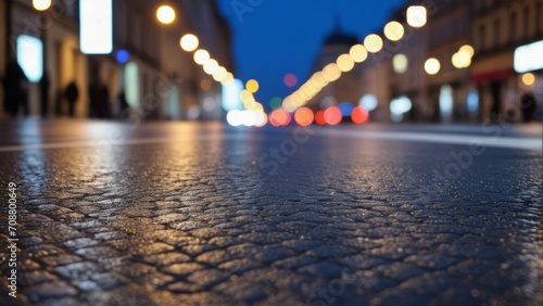 close up view of a street with bokeh