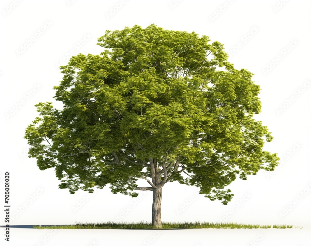 3D rendering of a large green maple tree isolated on a white background