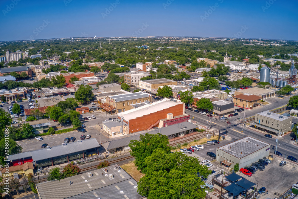 Aerial View of New Braunfels, Texas during Summer