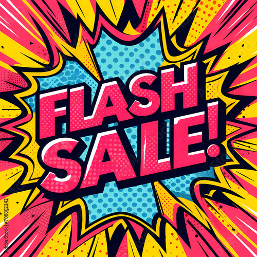 pop art style with expression text flash sale, ai generate
