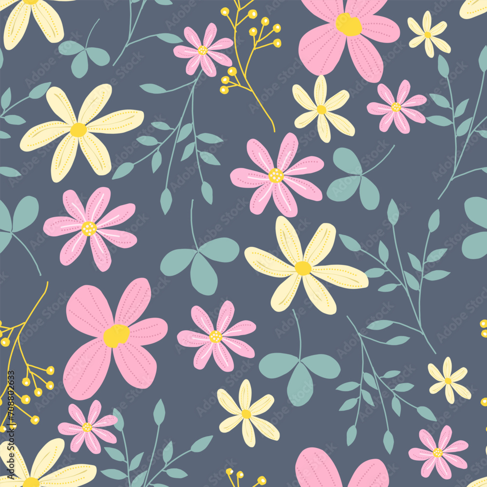 Cute Pink and Yellow Flower Pattern Cute Pink and Yellow Flower Pattern