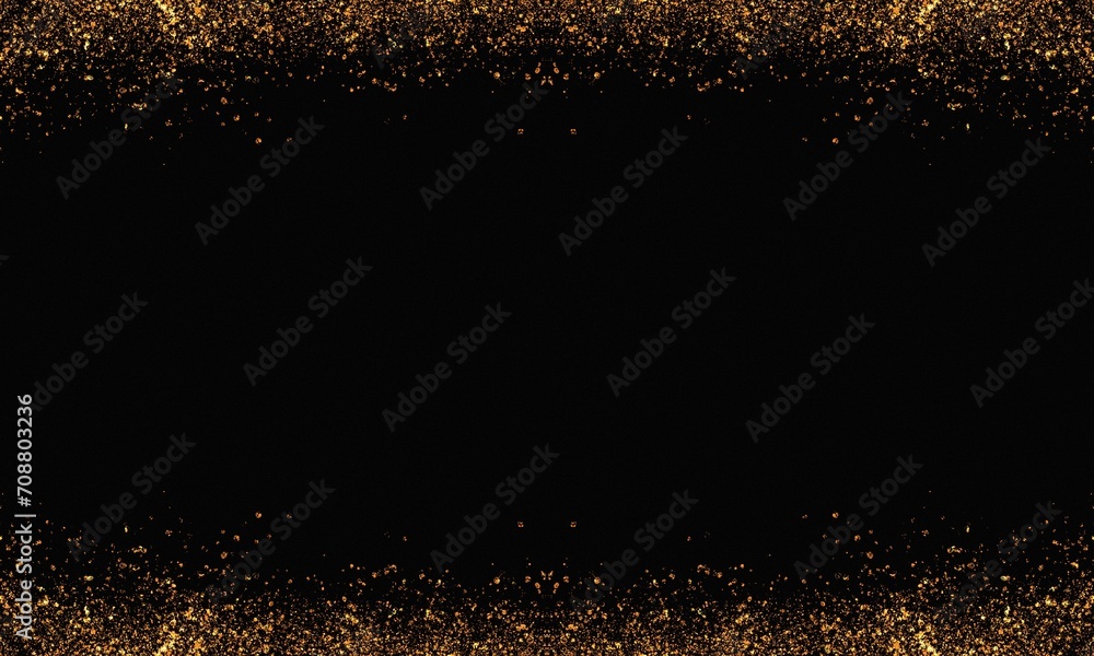 gold glitter rectangle luxury color frame border black background