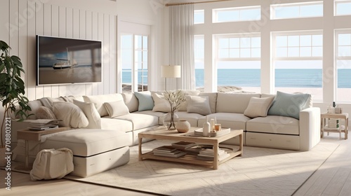 Modern living room interior inspired by scandinavian elegance 