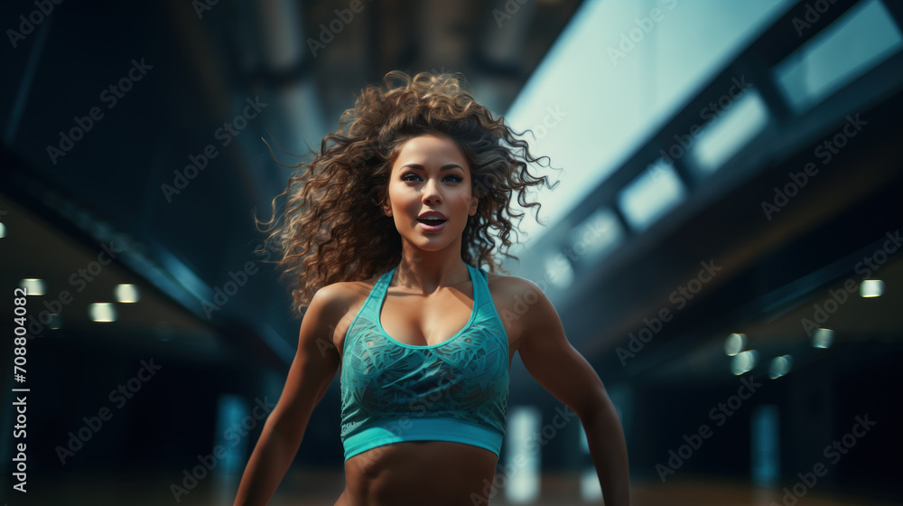 Young woman makes morning run