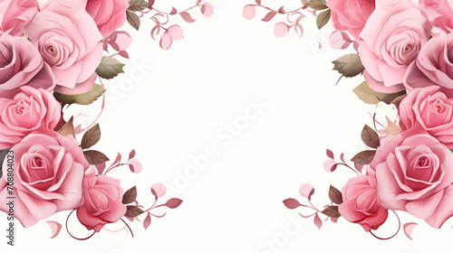 Empty floral frame with copy space for greeting card or invitation design