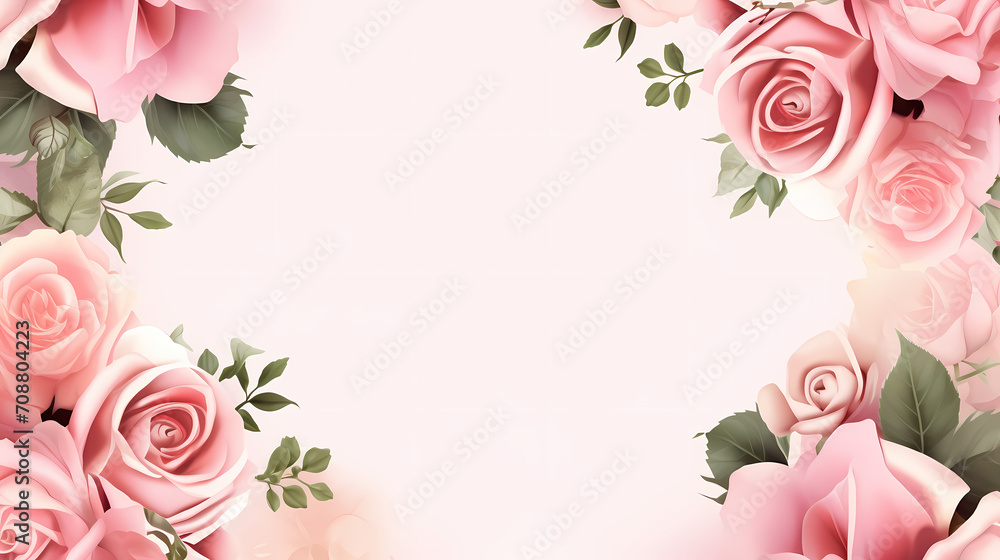 Empty floral frame with copy space for greeting card or invitation design Empty floral frame with copy space for greeting card or invitation design