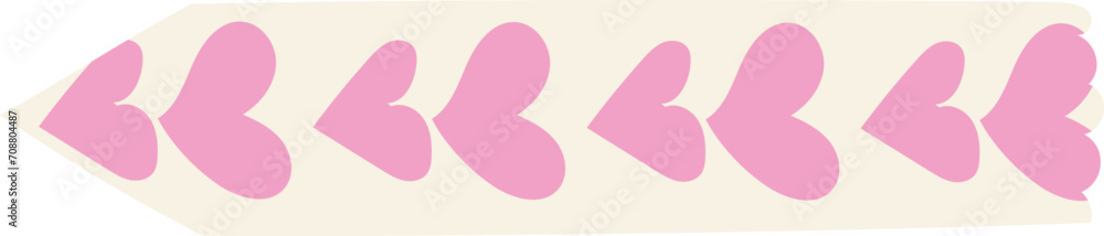 Heart washi tape on transparent background.