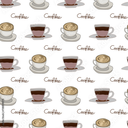 Coffee seamless pattern background.