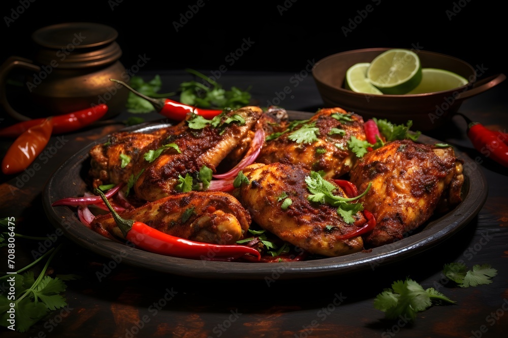 Spicy and flavorful achari chicken, marinated in pickling spices,