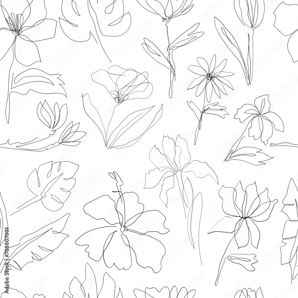 Fototapeta premium Seamless pattern with floral background. 