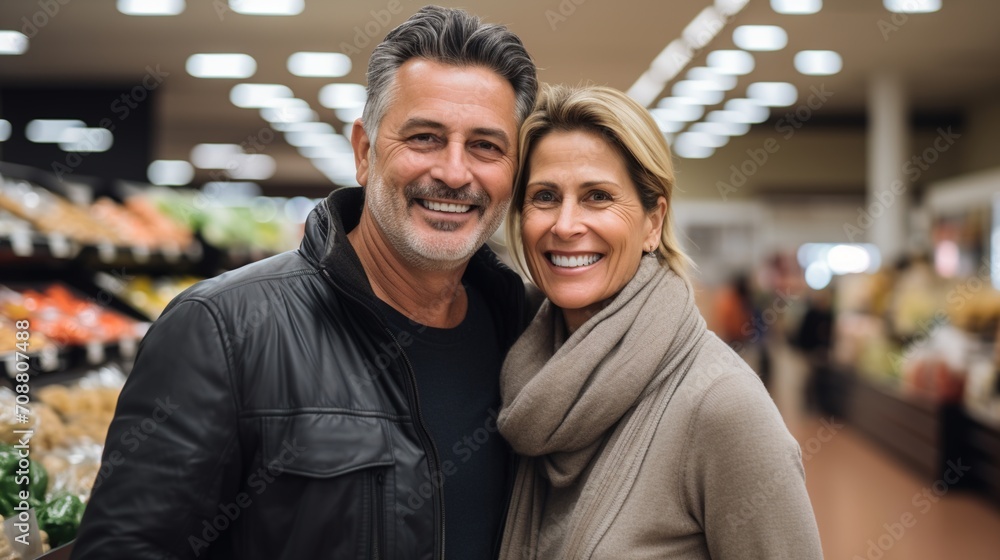 Happy Couple Grocery Shopping