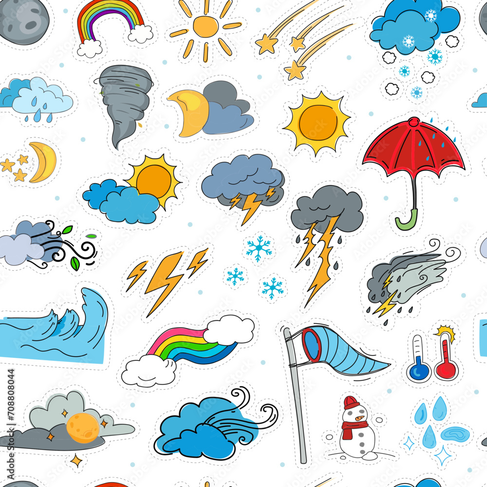 Weather seamless pattern background. Vector illustration.
