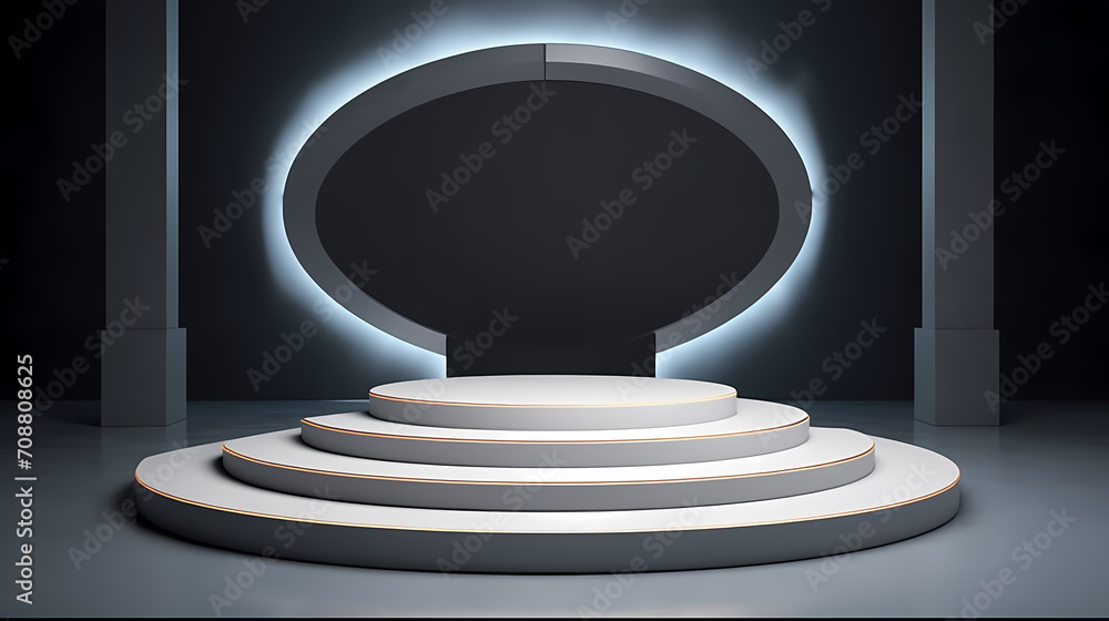 Obraz premium Modern round product advertising podium, booth, stage, product background, promotional event background