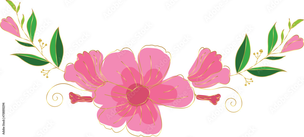 Flower decorative element illustration on transparent background.
Flower decorative element illustration on transparent background.