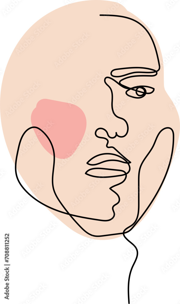 One line drawing face illustration on transparent background.
One line drawing face illustration on transparent background.