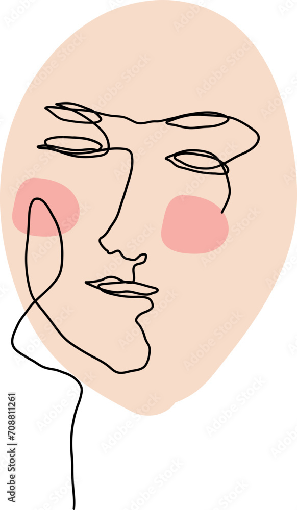 One line drawing face illustration on transparent background.
One line drawing face illustration on transparent background.
